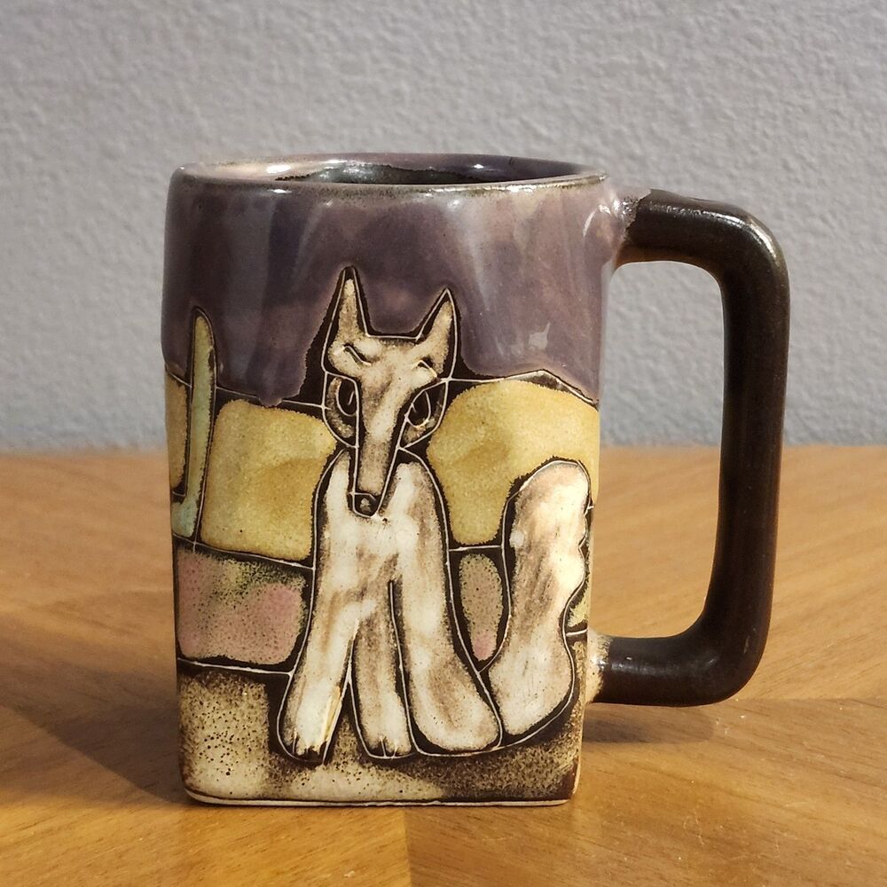 Mara Mexico Stoneware Art Pottery Coyote Large Heavy Coffee Mug